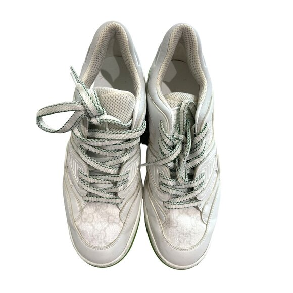 Gucci Basket Low Sneakers in White Demetra Green - Picture 1 of 8